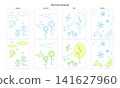 Illustrations depicting the four seasons of spring, summer, autumn, and winter using simple line drawings. 141627960