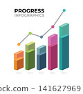 Progress Infographics Colorful Bar Chart Flat Design Template 141627969