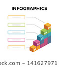 Ascending Block Infographics Growth Steps Flat Design Template 141627971