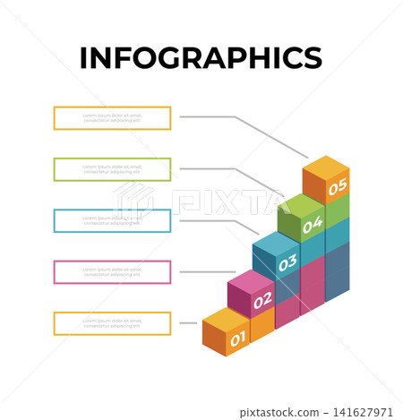 Ascending Block Infographics Growth Steps Flat Design Template Ascending Block Infographics Growth Steps Flat Design Template 141627971