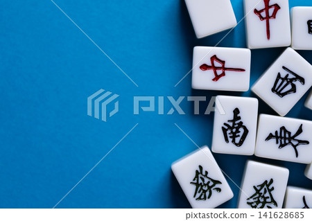 mahjong tiles lined up mahjong tiles lined up 141628685