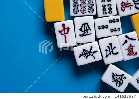 mahjong tiles lined up mahjong tiles lined up 141628687