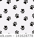 Dog Paw Seamless pattern. Dog footprint repeating pattern. Black and white pattern with dog tracks 141628778