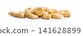 Pile of Golden Italian Taralli Snack Crackers on White Background Close-Up Food Still Life 141628899