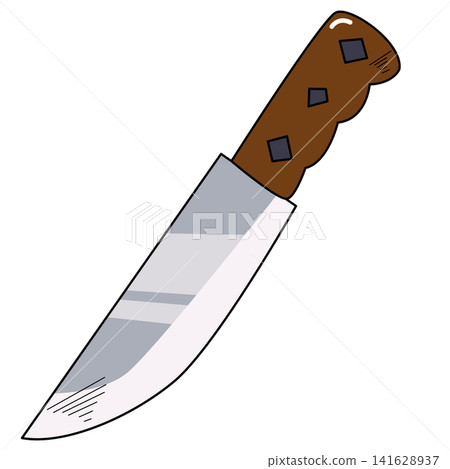 Illustration of a Chef's Knife with Brown Handle Illustration of a Chef's Knife with Brown Handle 141628937