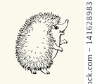 Vector drawing. Small funny hedgehog 141628983