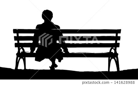 Vector draving of a lone girl Vector draving of a lone girl 141628988