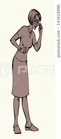 Vector drawing. Woman look at something Vector drawing. Woman look at something 141628990