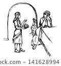 Vector drawing. The Girl and Woman 141628994