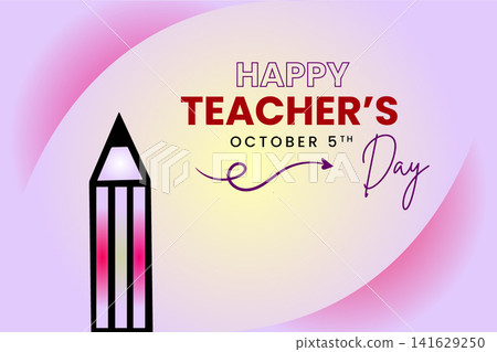 Happy Teachers Day Greeting Banner with Pencil Vector Illustration Happy Teachers Day Greeting Banner with Pencil Vector Illustration 141629250