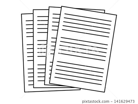 Black and white icons showing overlapping documents or manuscripts, multiple sheets of paper and materials, or overlapping documents and reports. Black and white icons showing overlapping documents or manuscripts, multiple sheets of paper and materials, or overlapping documents and reports. 141629473