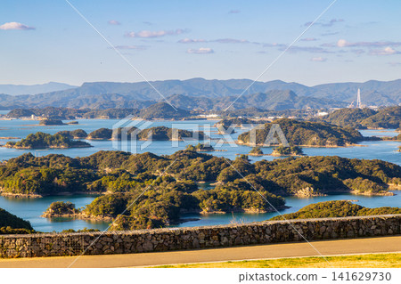 View of the islands from Kujukushima Tourist Park in Sasebo, Nagasaki Prefecture View of the islands from Kujukushima Tourist Park in Sasebo, Nagasaki Prefecture 141629730