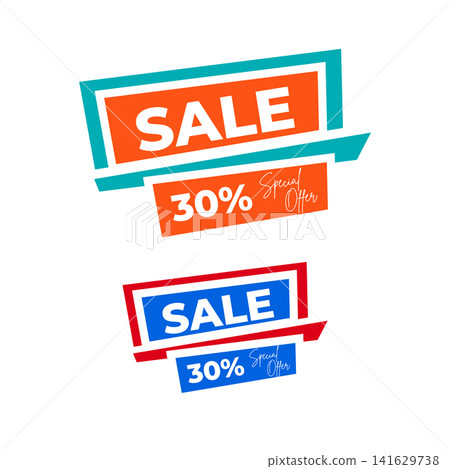 Sale Discount Badge Collection with 30 Percent Off Promotional Labels in Red, Blue and Orange Sale Discount Badge Collection with 30 Percent Off Promotional Labels in Red, Blue and Orange 141629738