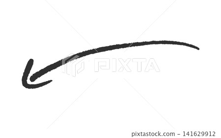 A hand-drawn, horizontally elongated black arrow that curves gently downwards - a simple and stylish graffiti-style design element. 141629912