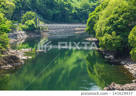 橫跨宇治川的吊橋 天瀨大橋 京都府宇治市 141629937