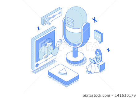 Video Podcast Isometric Illustration Video Podcast Isometric Illustration 141630179