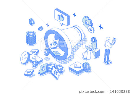 Business Funnel Isometric Illustration Business Funnel Isometric Illustration 141630288
