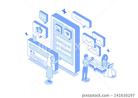 Sharing Feedback Isometric Illustration Sharing Feedback Isometric Illustration 141630297