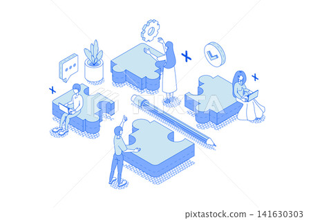 Teamwork Isometric Illustration Teamwork Isometric Illustration 141630303