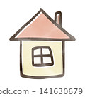 Cute hand-drawn watercolor-style illustration of a house; home, living icon. 141630679