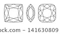 Cushion angular, Marquis diamond cut shape. Gemstone outline pattern for jewellery design, branding, packaging, logo, digital graphic. Brilliant angular Cushion, Marquise cut icons set. 141630809