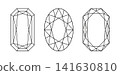 Diamond Radiant, Oval cut shape. Design simple diagram. Brilliant Phoenix Radiant, Oval cut pattern set. Polygonal Diamond. Gemstone outline icon layout for jewellery design, branding, packaging, logo 141630810