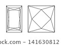Princess diamond square, rectangle cut shape icons set. Brilliant Princess cut layout collection. Square, Rectangular diamond. Precious gemstone for jewellery design, branding, packaging, logo. 141630812