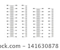 Height chart from 50 to 140, 150 centimeters. Layouts for wall growth sticker set. Meter wall or growth ruler. 141630878
