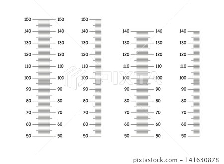 Height chart from 50 to 140, 150 centimeters. Layouts for wall growth sticker set. Meter wall or growth ruler. 141630878