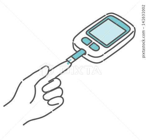 Self-monitoring of blood glucose (SMBG) procedure: Illustration of applying blood to the sensor. 141631002