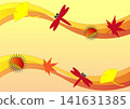 A frame featuring a red dragonfly and an autumn theme. 141631385