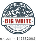 Big White Resort, British, Columbia, Canada, emblem with snow covered rocks, vector 141632008