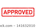 Approved stamp, accepted or reviewed content or document, red stamp, vector 141632010