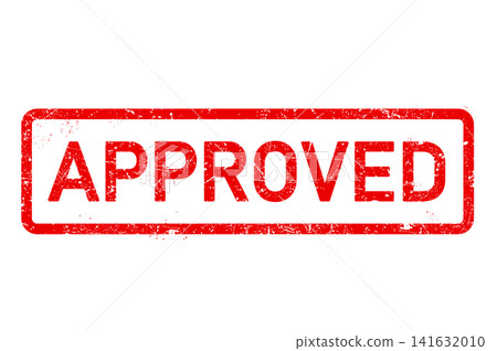 Approved stamp, accepted or reviewed content or document, red stamp, vector 141632010