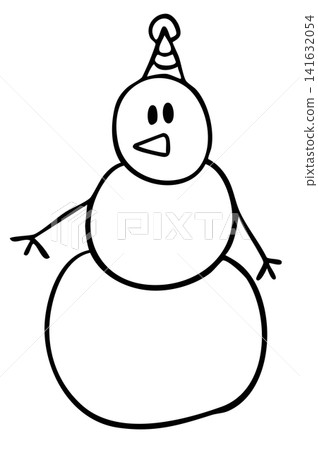Snowman wearing winter hat outline for Christmas decoration, colouring book, festive season, card, December element, gift wrap, packaging, cartoon character, sticker, mascot, comic, standee, costume Snowman wearing winter hat outline for Christmas decoration, colouring book, festive season, card, December element, gift wrap, packaging, cartoon character, sticker, mascot, comic, standee, costume 141632054