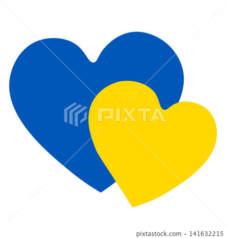 Blue and yellow double hearts, isolated on a transparent background. Ukraine flag colors love vector illustration Blue and yellow double hearts, isolated on a transparent background. Ukraine flag colors love vector illustration 141632215