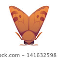 Cartoon night moth insect animal letter V typeface. Brown with wings folded into the shape of letter V. Kids ABC insect English alphabet type. Vector insect letter V 141632598