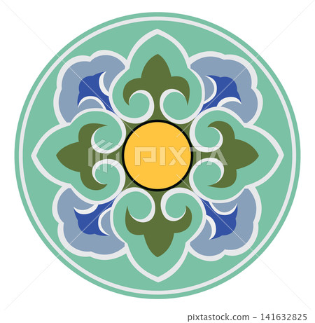 This is an illustration of Dancheong, a traditional Korean pattern. This is an illustration of Dancheong, a traditional Korean pattern. 141632825