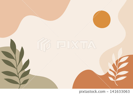 Abstract Botanical Background with Organic Shapes and Leaves Abstract Botanical Background with Organic Shapes and Leaves 141633063