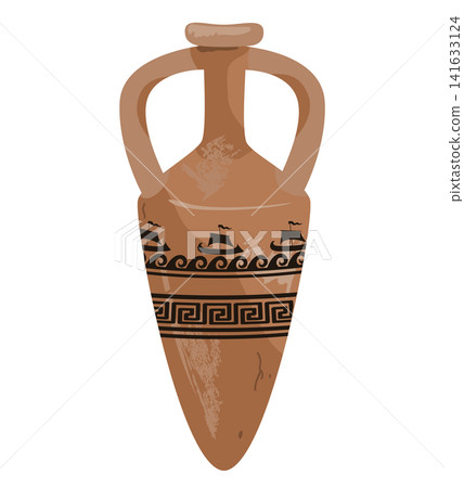Amphora, classical antique pottery drawing isolated on white background. Vector illustration Amphora, classical antique pottery drawing isolated on white background. Vector illustration 141633124