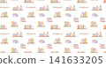 Seamless pattern with books. Childish repeating backdrop for kids. Watercolour isolated illustrations on white background 141633205