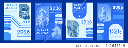 Poster travel. Portfolio cover. Halftone design. Modern creative template, marketing flyer. City business corporate banner, tourism promotion. Ad catalog. Vector garish brochure vertical illustrations Poster travel. Portfolio cover. Halftone design. Modern creative template, marketing flyer. City business corporate banner, tourism promotion. Ad catalog. Vector garish brochure vertical illustrations 141633549