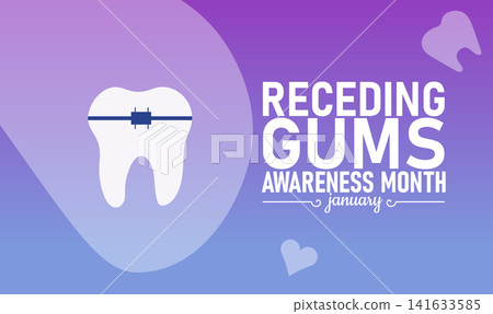 Receding Gums Awareness Month Poster Banner and Background Design Template Featuring Dental Illustration Tooth and Gum Icons for Oral Health Education, Prevention, and Dental Care Awareness Campaign Receding Gums Awareness Month Poster Banner and Background Design Template Featuring Dental Illustration Tooth and Gum Icons for Oral Health Education, Prevention, and Dental Care Awareness Campaign 141633585