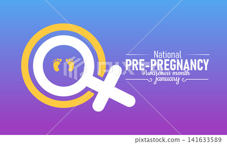 National Pre-Pregnancy Awareness Month Poster Banner and Background Design Template Featuring Mother, Heart, and Health Icons for Family Planning, Maternal Wellness, and Pregnancy Preparation 141633589