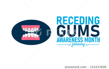 Receding Gums Awareness Month Poster Banner and Background Design Template Featuring Dental Illustration Tooth and Gum Icons for Oral Health Education, Prevention, and Dental Care Awareness Campaign Receding Gums Awareness Month Poster Banner and Background Design Template Featuring Dental Illustration Tooth and Gum Icons for Oral Health Education, Prevention, and Dental Care Awareness Campaign 141633606