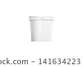 Blank white ice cream bucket mockup png, transparent background, 3d rendering. Empty cylindrical can with gelato mock up cut out. Clear protein with natural ingredient template. 141634223