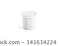 Blank white ice cream bucket mockup png, transparent background, 3d rendering. Empty vanilla ice-pop package mock up cut out. Clear bowk for natural sorbet or paint tool template. 141634224