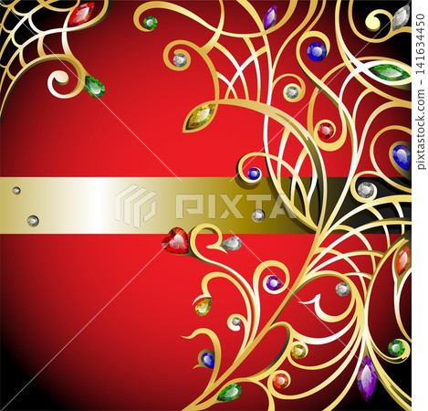 Red background with gold jewerly Red background with gold jewerly 141634450