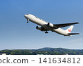 A Boeing 767 passenger plane takes off from Izumo Enmusubi Airport at full power: Izumo City, Shimane Prefecture (sunny) 141634812