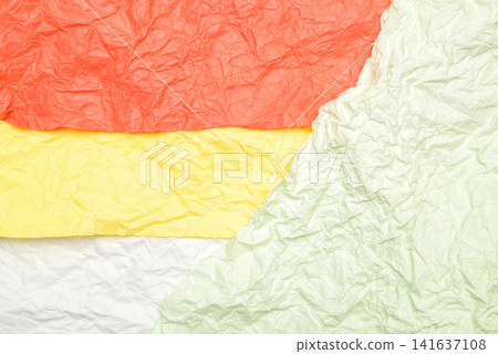 crumpled color paper red yellow white green colors crumpled color paper red yellow white green colors 141637108